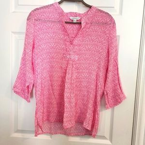 Pink & white 3/4 sleeve top EUC